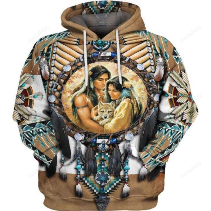 Feather Native Motifs Couple 3D All Print Hoodie, Zip- Up Hoodie 1