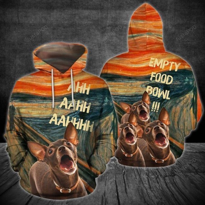 Chihuahua Aahh Emptu Food Bowl 3D All Over Printed Hoodie, Zip- Up Hoodie 1