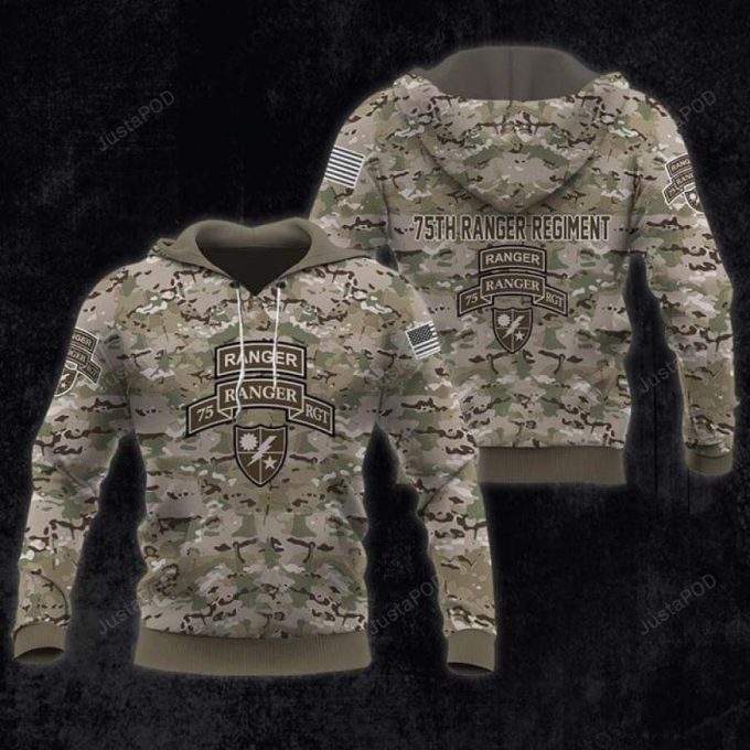 Camouflage Us Army Ranger 3D All Print Hoodie, Zip- Up Hoodie 1