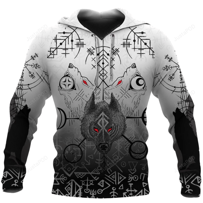 Viking Wolf 3D All Over Print Hoodie, Zip-Up Hoodie 1