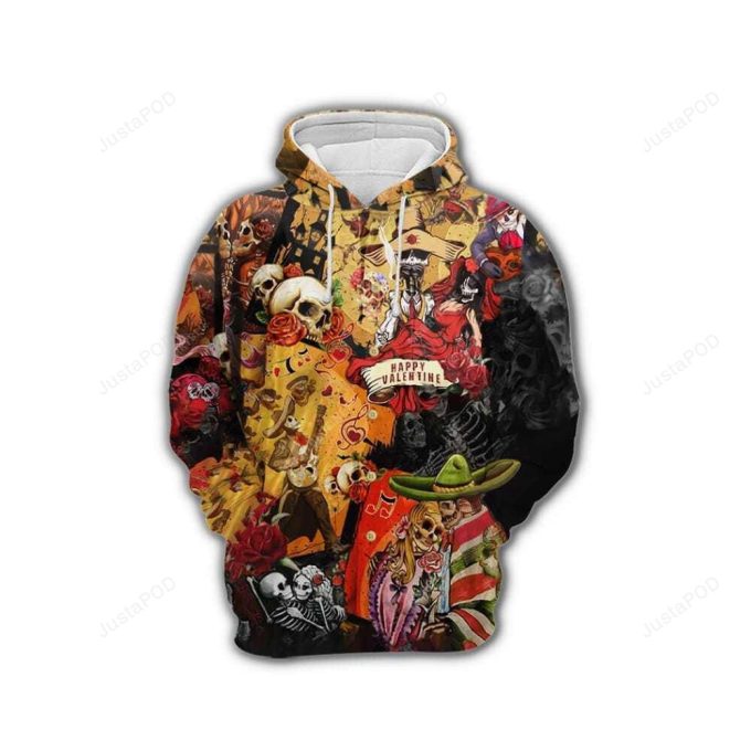 Skull Happy 3D All Over Printed Hoodie, Zip- Up Hoodie 1