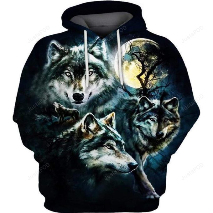 Native Wolf Moon Light 3D All Print Hoodie, Zip- Up Hoodie 1