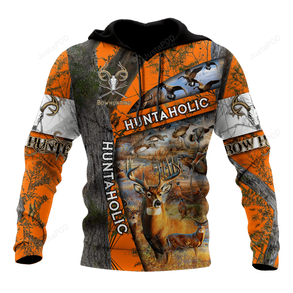 Huntaholic Hunting Orange Camouflage 3D All Over Print Hoodie, Zip-Up Hoodie 4