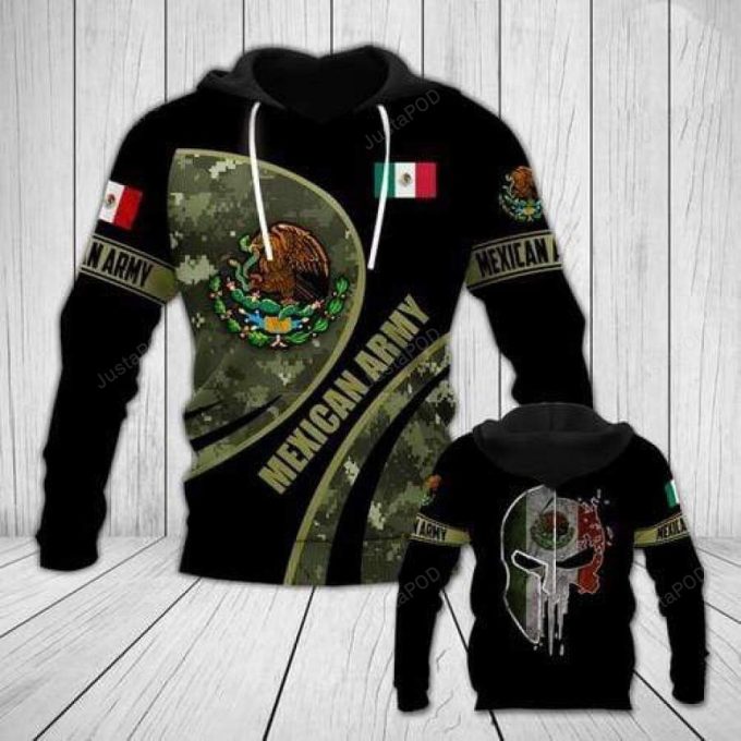 Mexican Army Mexico Flag Skull 3D All Print Hoodie, Zip- Up Hoodie 1