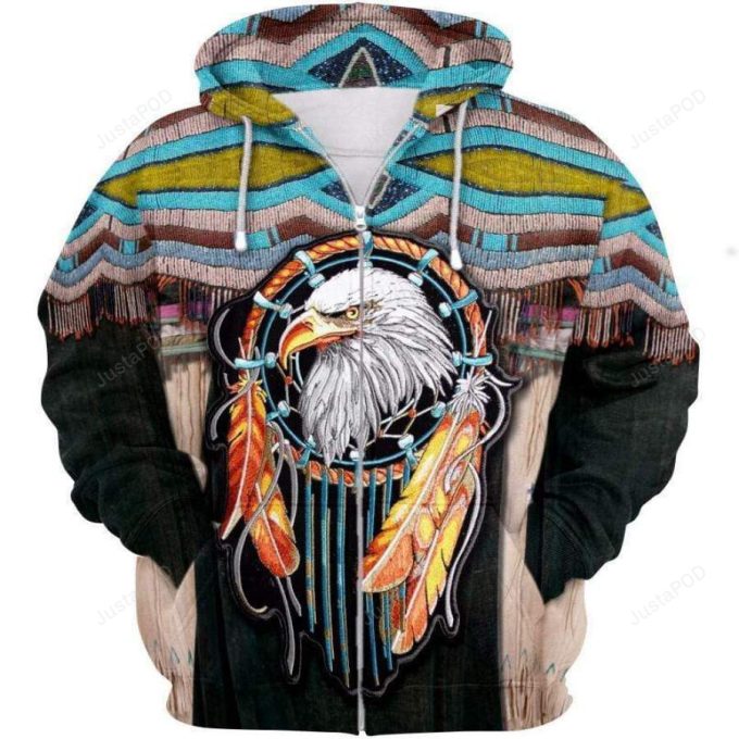 Native Dreamcatcher Eagle 3D All Print Hoodie, Zip- Up Hoodie 1