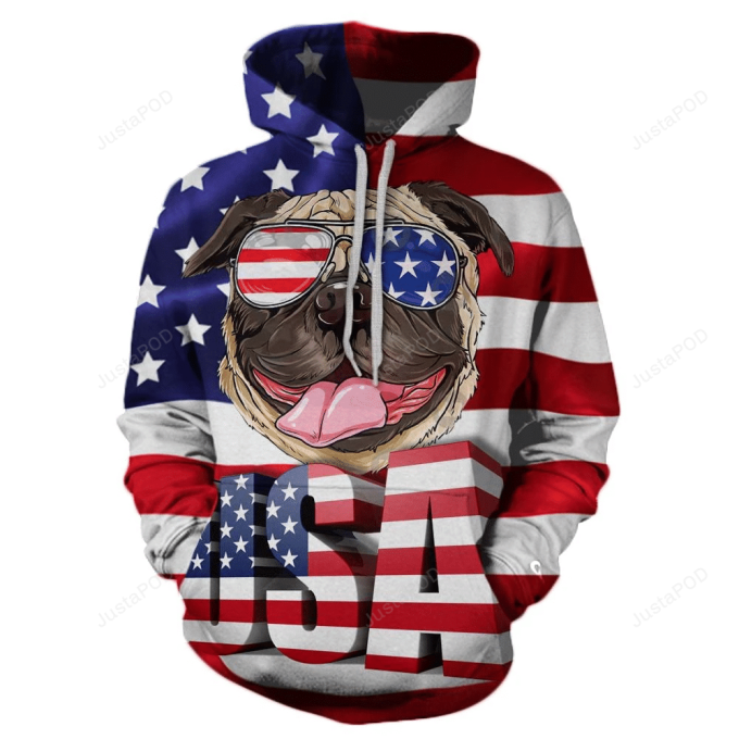 America Pug 3D All Over Print Hoodie, Zip-Up Hoodie 1