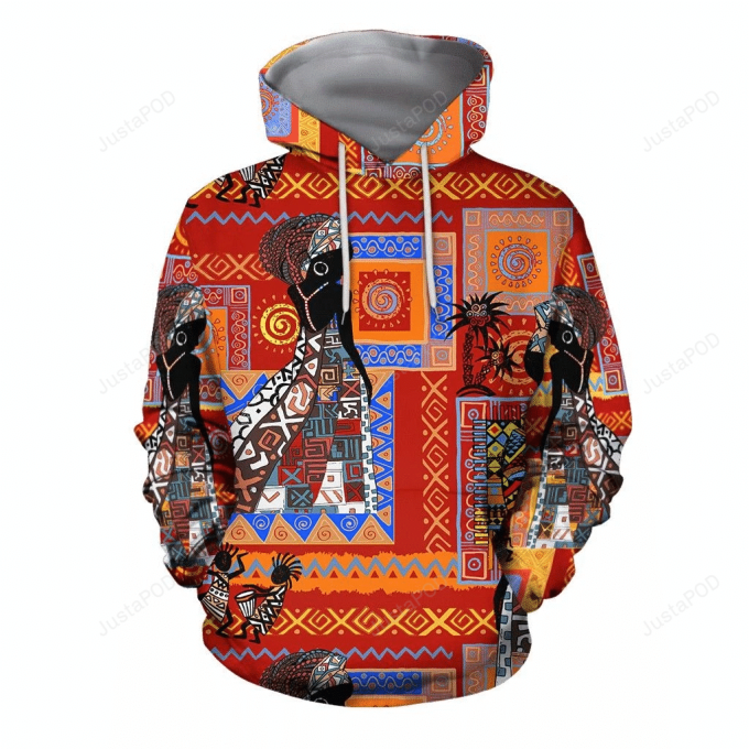 African Pattern Vintage 3D All Over Print Hoodie, Zip-Up Hoodie 1