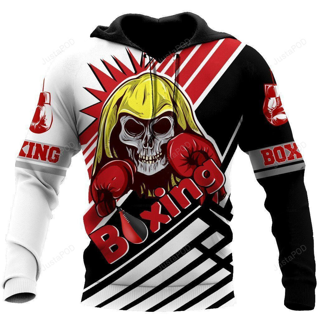 Skull Boxing Player 3D All Over Print Hoodie, Zip-Up Hoodie 4