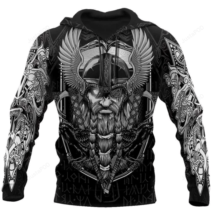 Viking Odin 3D All Over Printed Hoodie, Zip- Up Hoodie 1