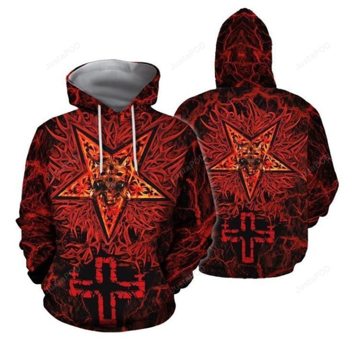 Satanic Tribal Red 3D All Over Printed Hoodie, Zip- Up Hoodie 1