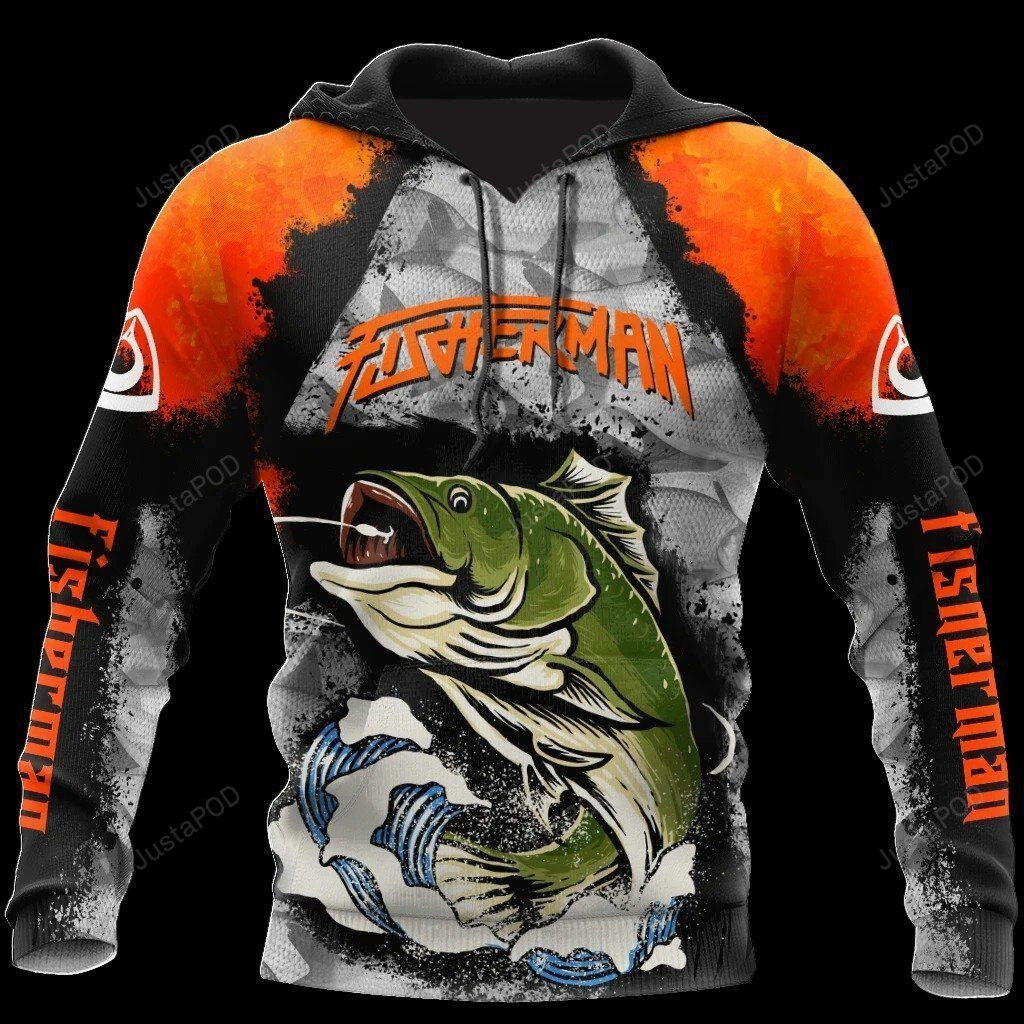 Fisherman Big Game Fishing Orange 3D All Over Printed Hoodie, Zip- Up Hoodie 4