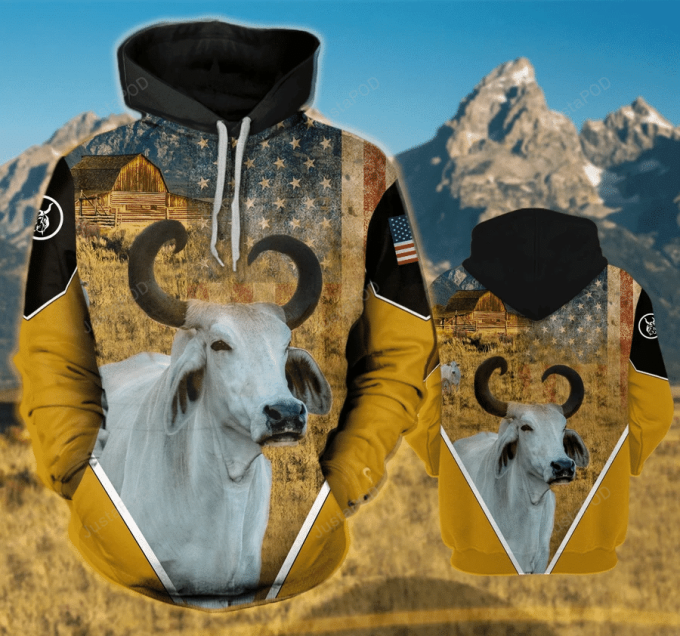 Brahman Ranch Flag 3D All Over Print Hoodie, Zip-Up Hoodie 1