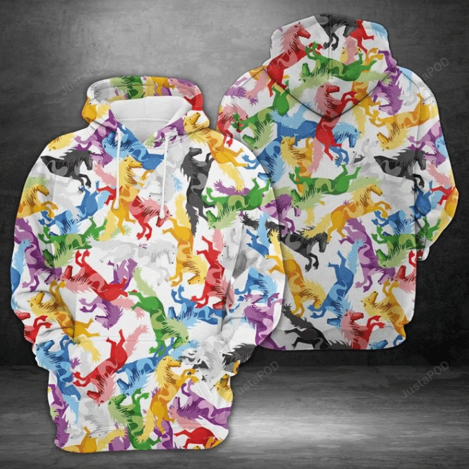 Colorful Horse 3D All Over Print Hoodie, Zip-Up Hoodie 1