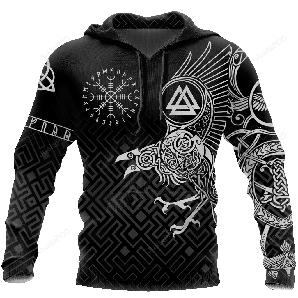 Viking Raven 3D All Over Print Hoodie, Zip-Up Hoodie 4