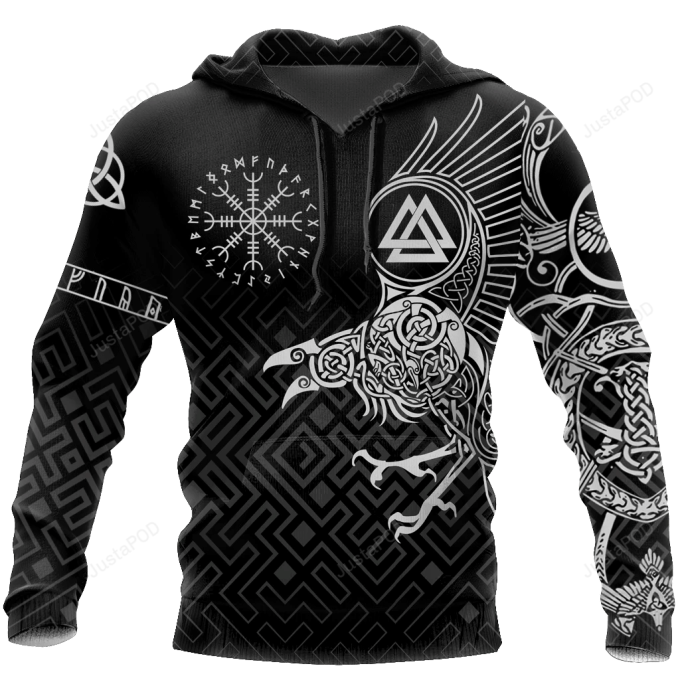 Viking Raven 3D All Over Print Hoodie, Zip-Up Hoodie 1