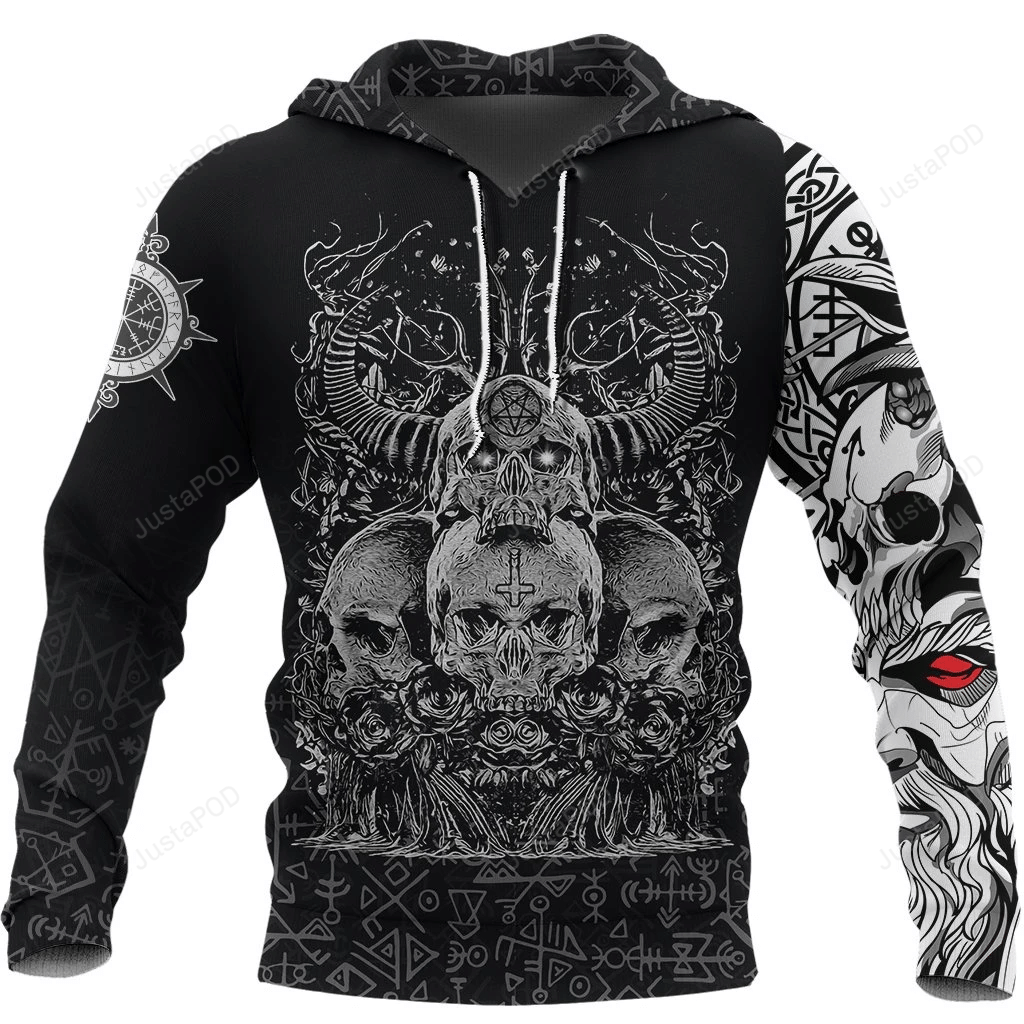 Viking Skull Hornor 3D All Over Print Hoodie, Zip-Up Hoodie 4