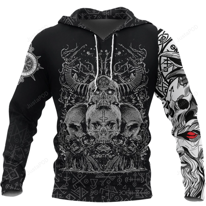 Viking Skull Hornor 3D All Over Print Hoodie, Zip-Up Hoodie 1