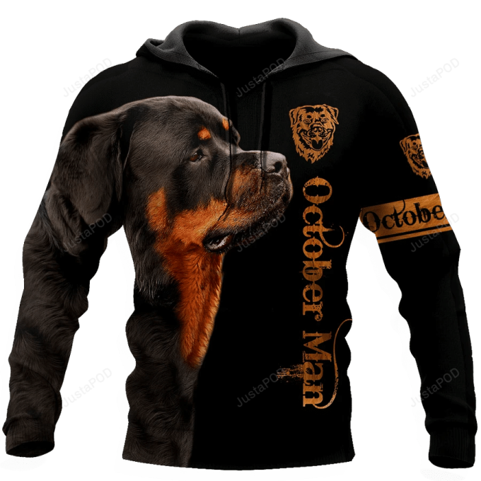 Rottweiler Black 3D All Over Printed Hoodie, Zip- Up Hoodie 1