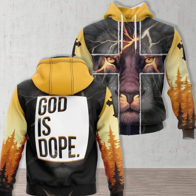 Lion Jesus God Is Dope 3D All Print Hoodie, Zip- Up Hoodie 1