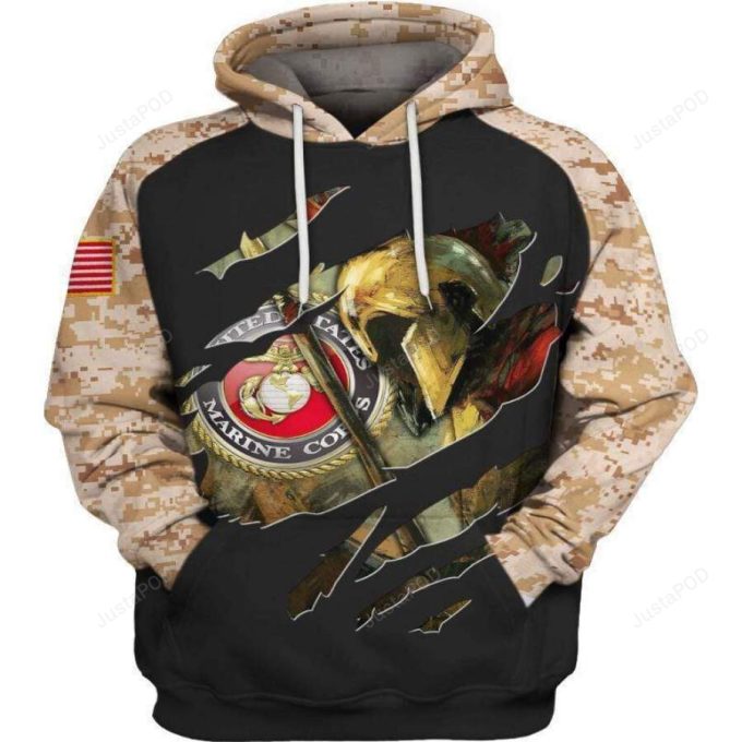 Us Marine Warrior 3D All Print Hoodie, Zip- Up Hoodie 1