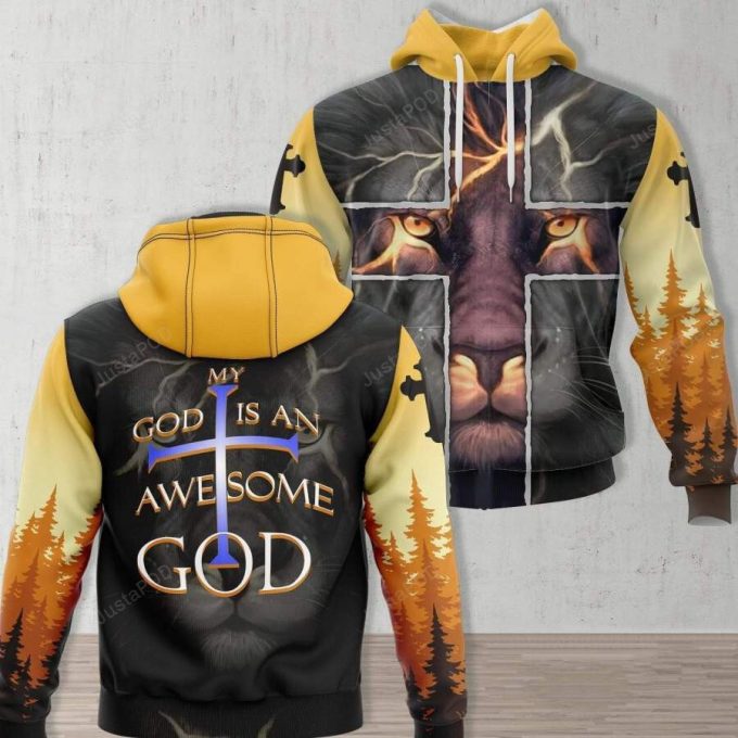 Jesus Lion My God Is An Awesome God 3D All Print Hoodie, Zip- Up Hoodie 1