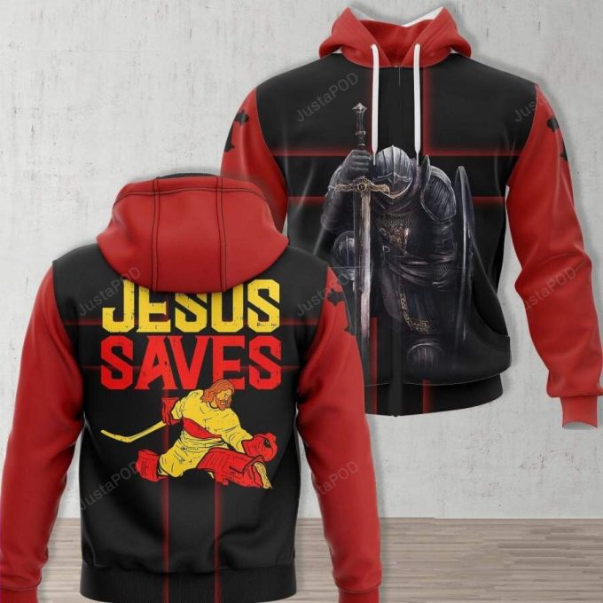 Jesus Saves Ice Hockey Goalie 3D All Print Hoodie, Zip- Up Hoodie 1