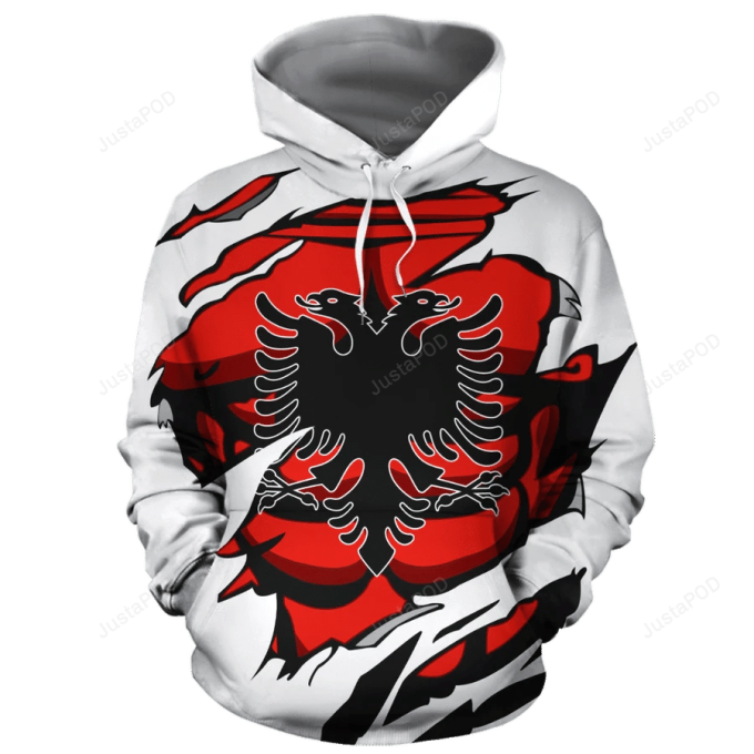 Albania In Me Red 3D All Over Printed Hoodie, Zip- Up Hoodie 1