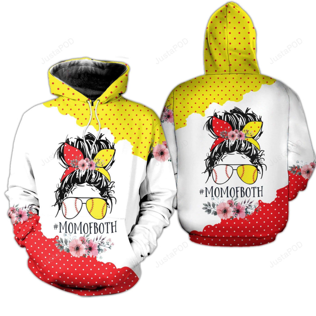 Momofboth Baseball, Softball Mom 3D All Print Hoodie, Zip- Up Hoodie 4