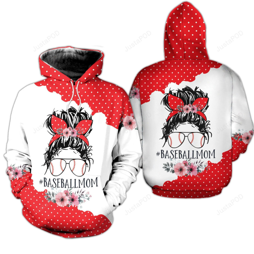 Baseball Mom Messy Bun 3D All Print Hoodie, Zip- Up Hoodie 4