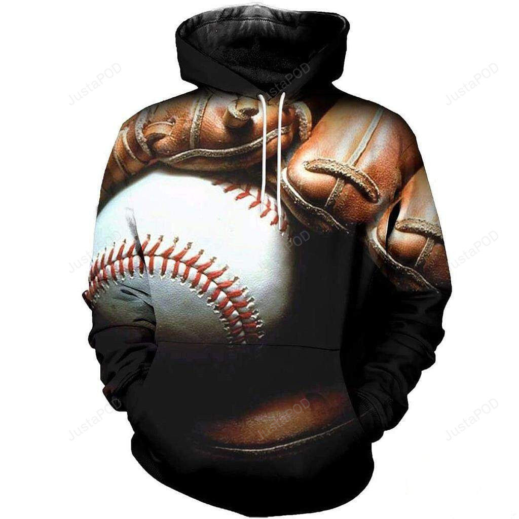 Baseball Glove And Ball Brown 3D All Print Hoodie, Zip- Up Hoodie 4