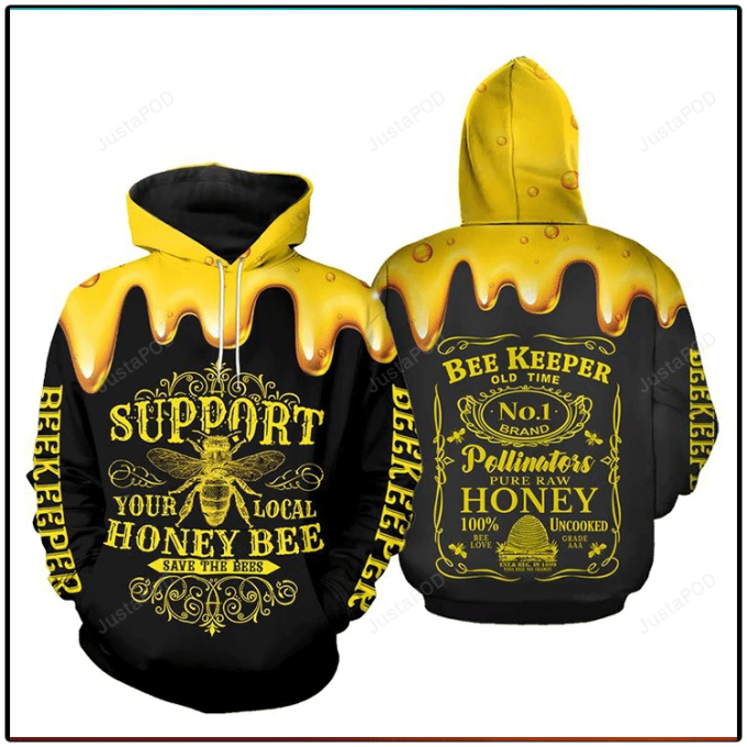 Honey Bee 3D All Over Printed Hoodie, Zip- Up Hoodie 1