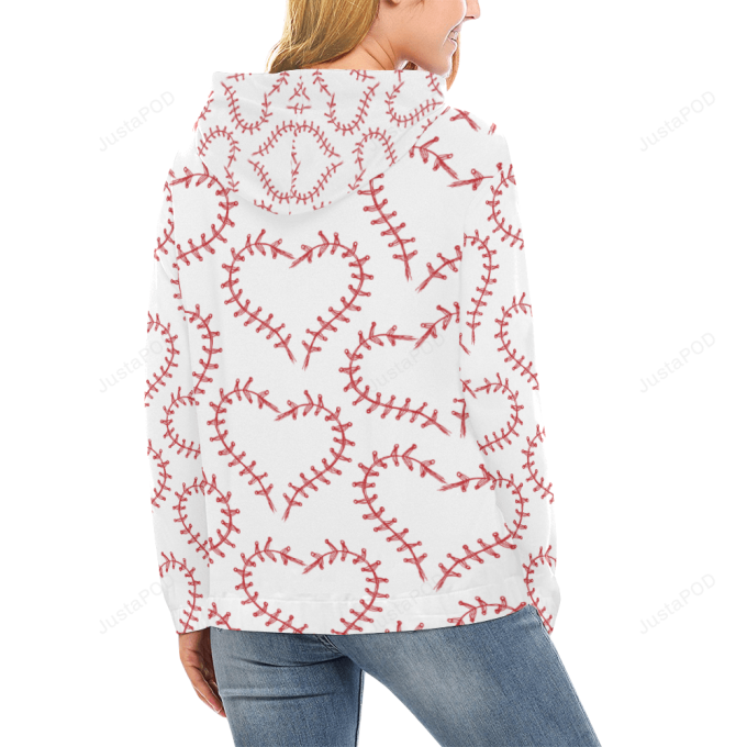 Heart Shape Baseball Seamless Pattern 3D All Print Hoodie, Zip- Up Hoodie 1