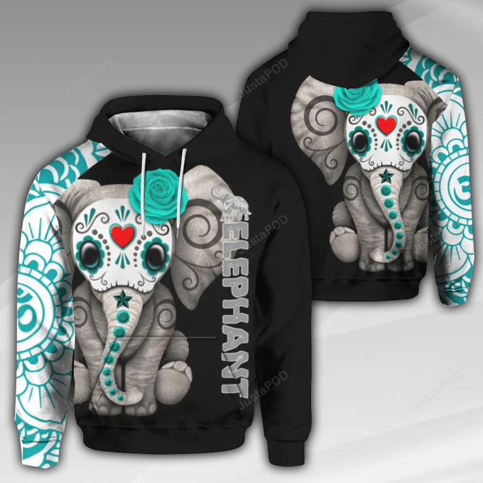 Elephant Flower 3D All Over Print Hoodie, Zip-Up Hoodie 1