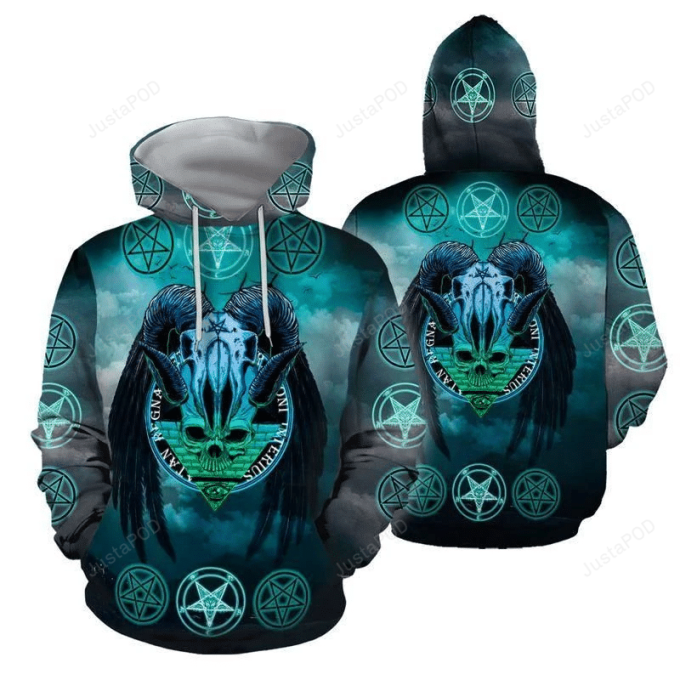 Satanic Tribal Blue 3D All Over Print Hoodie, Zip-Up Hoodie 1