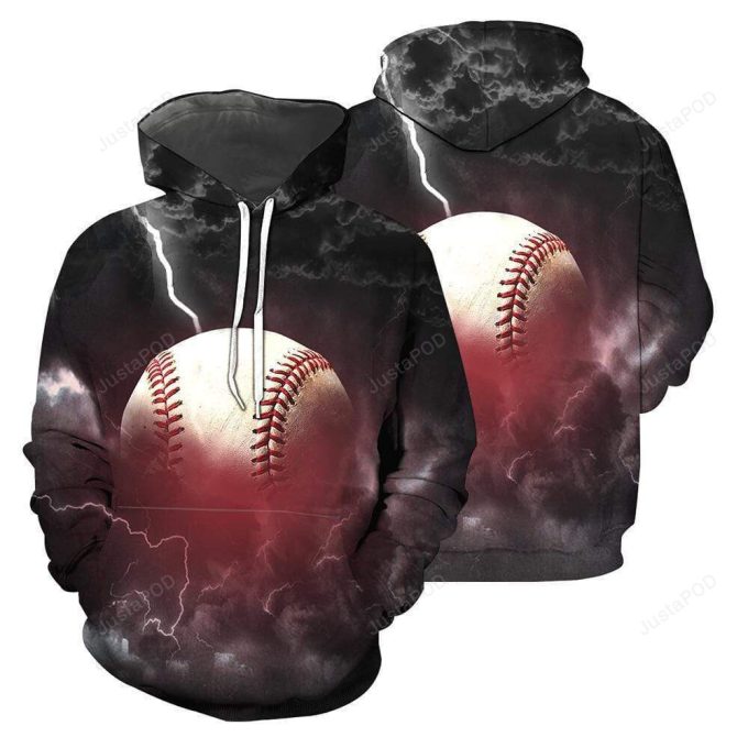 Awesome Baseball In Storm 3D All Print Hoodie, Zip- Up Hoodie 1