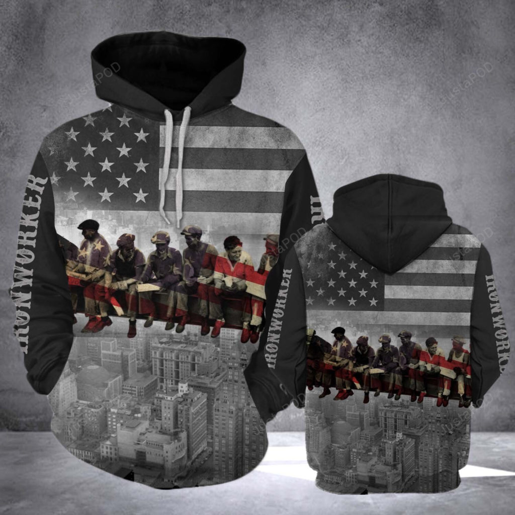 Ironworker Flag 3D All Over Print Hoodie, Zip-Up Hoodie 4