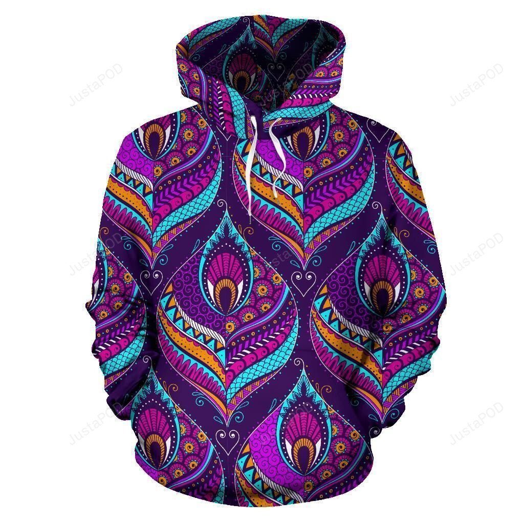 Purple Pattern 3D All Over Print Hoodie, Zip-Up Hoodie 4