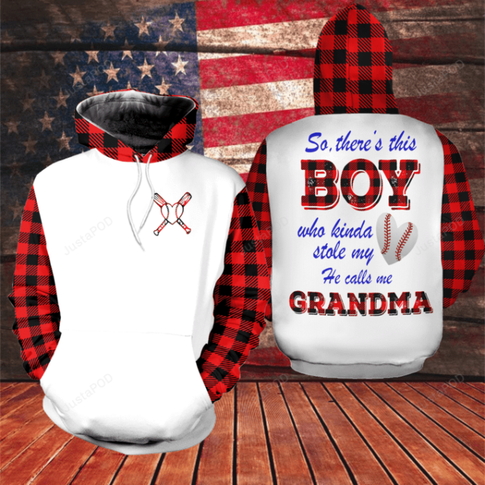 Baseball Grandma He Calls Me Grandma 3D All Print Hoodie, Zip- Up Hoodie 1