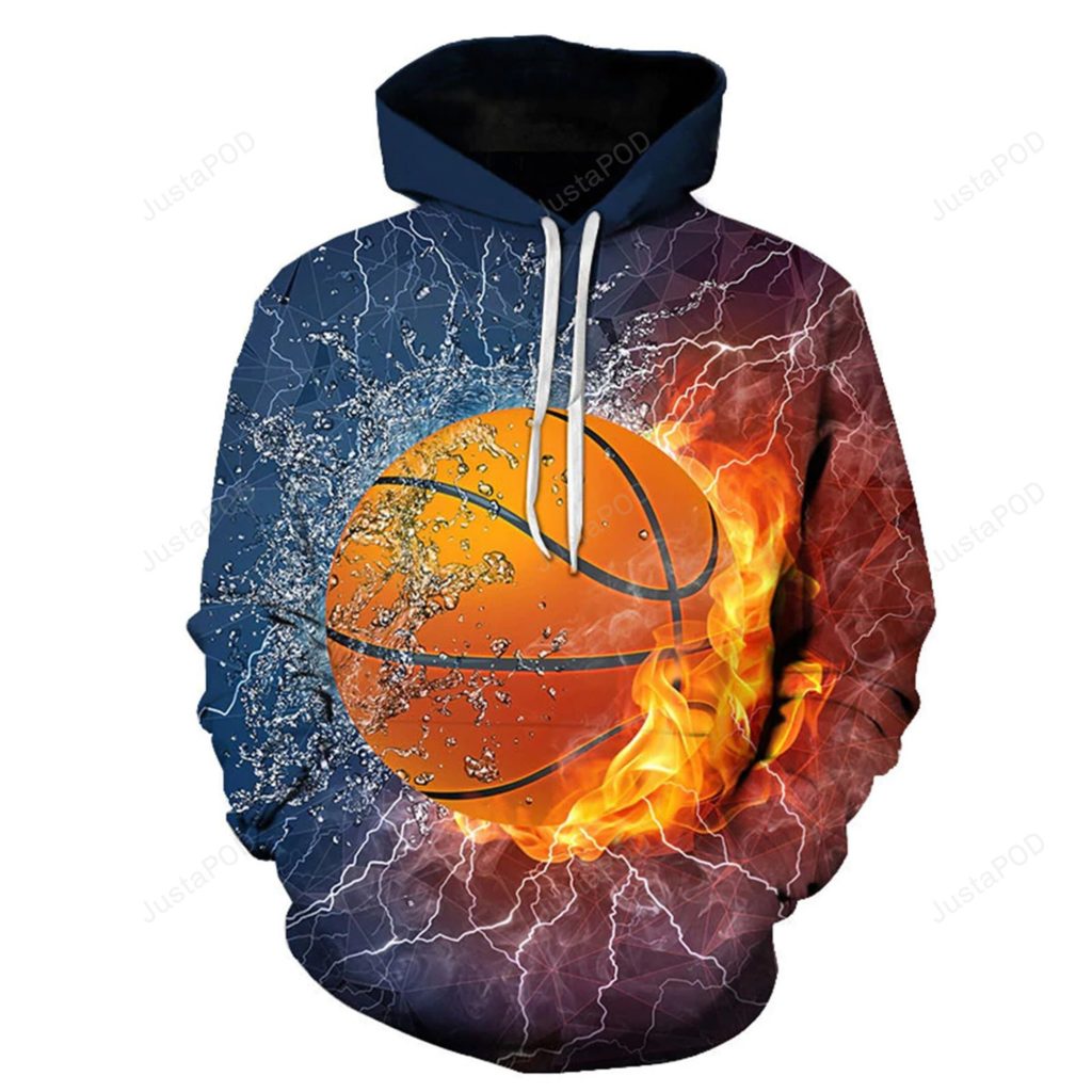 Basketball In Fire 3D All Print Hoodie, Zip- Up Hoodie 4