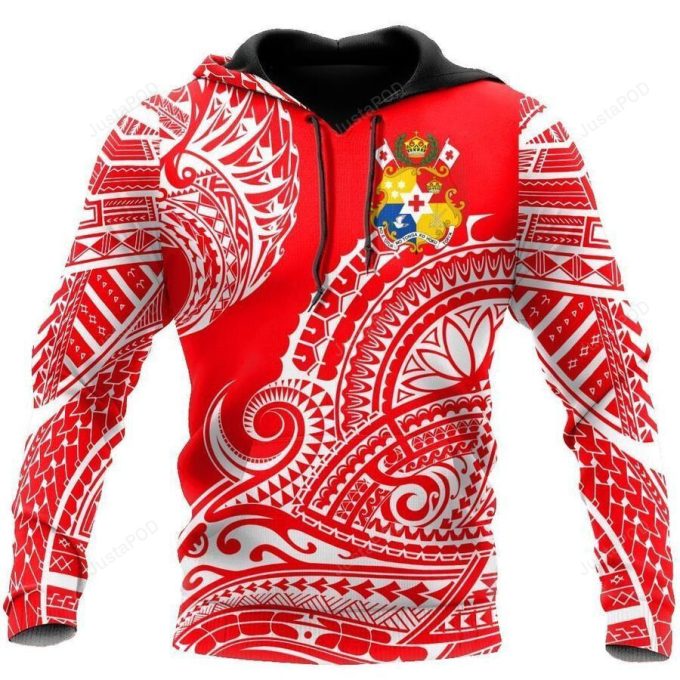 Tonga Red 3D All Over Print Hoodie, Zip-Up Hoodie 1