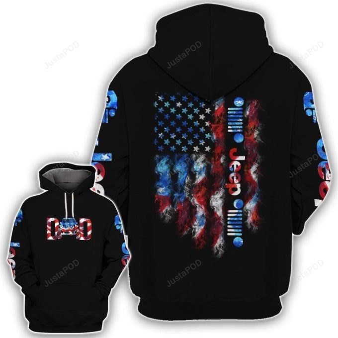 Jeep Dad Smoke Flag 3D All Print Hoodie, Zip- Up Hoodie 1