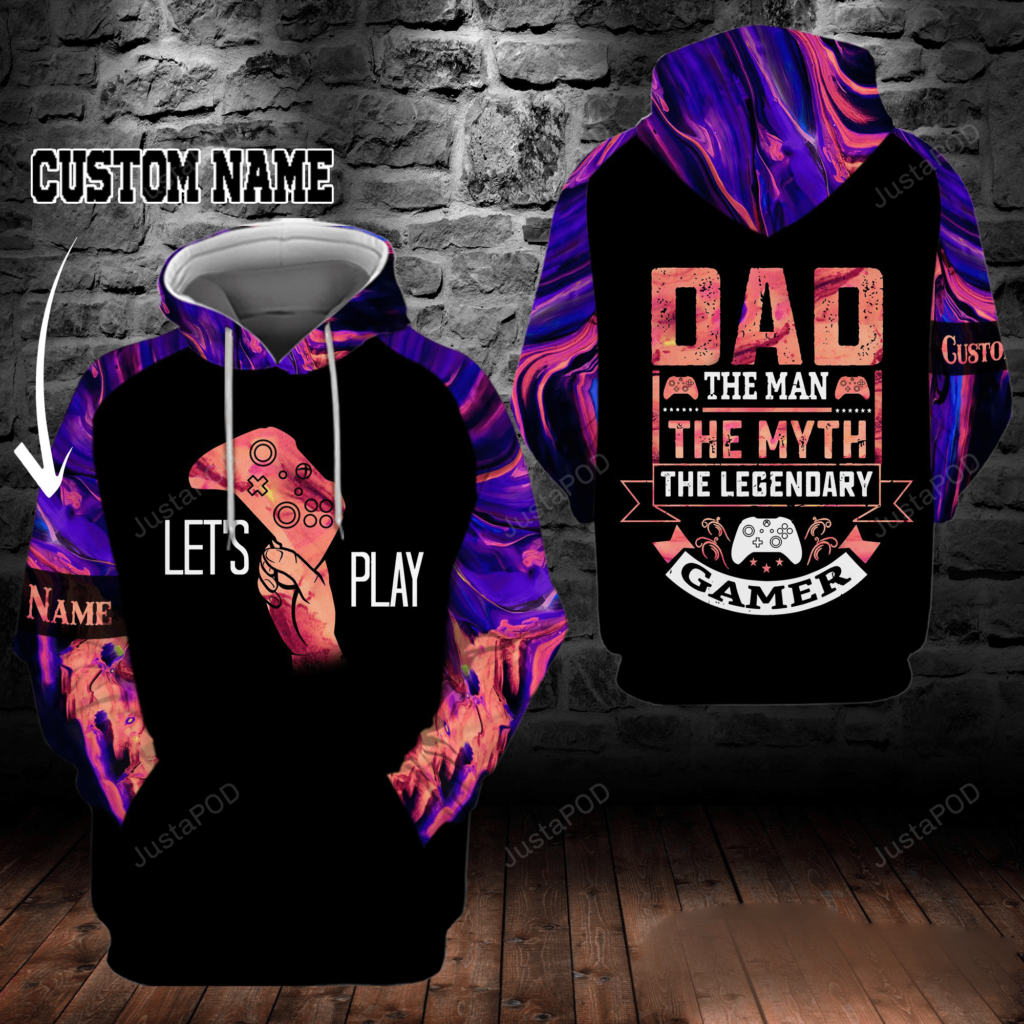 Personalized Let’s Play Game Dad The Man The Myth 3D All Print Hoodie, Zip- Up Hoodie 4