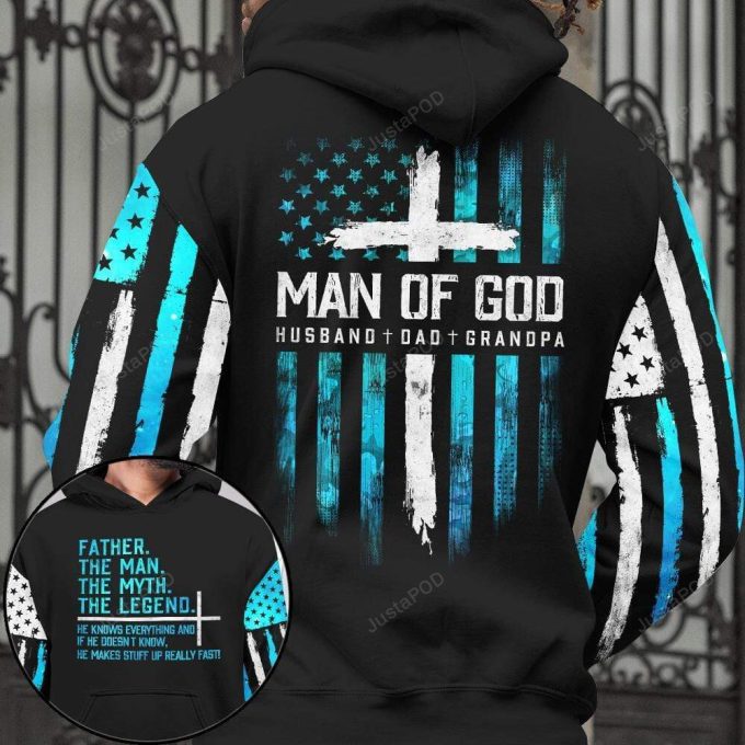Man Of God, Father The Man The Legend 3D All Print Hoodie, Zip- Up Hoodie 1