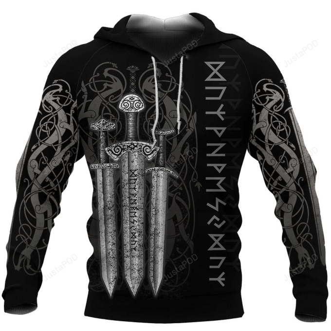 Viking Sword 3D All Over Printed Hoodie, Zip- Up Hoodie 1