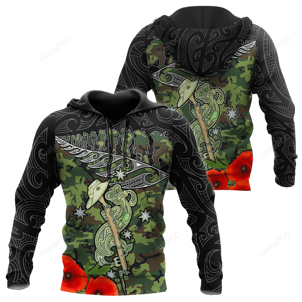 Lest We Forget Maori 3D All Over Print Hoodie, Zip-Up Hoodie 4