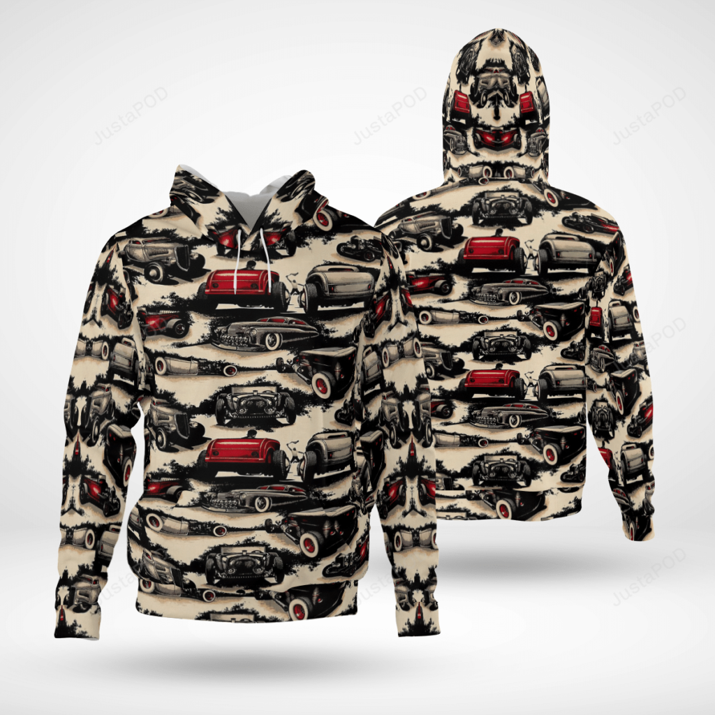 Hot Rod Car 3D All Over Print Hoodie, Zip-Up Hoodie 4