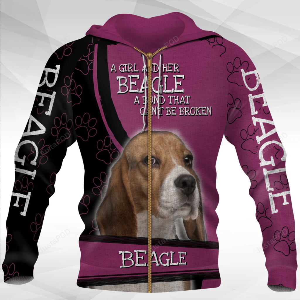 Beagle 3D All Over Printed Hoodie, Zip- Up Hoodie 4