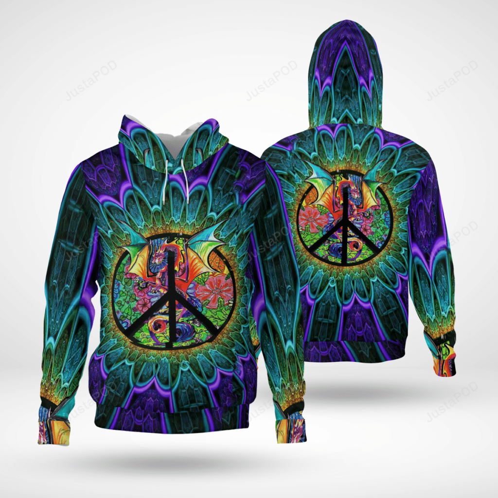 Hippie Peace Love 3D All Over Print Hoodie, Zip-Up Hoodie 4