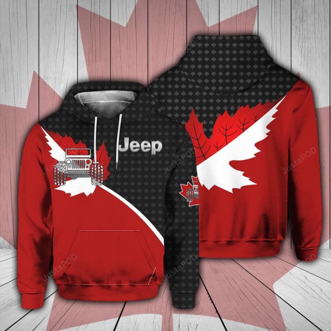 Red Jeep Canada Flag 3D All Print Hoodie, Zip- Up Hoodie 1