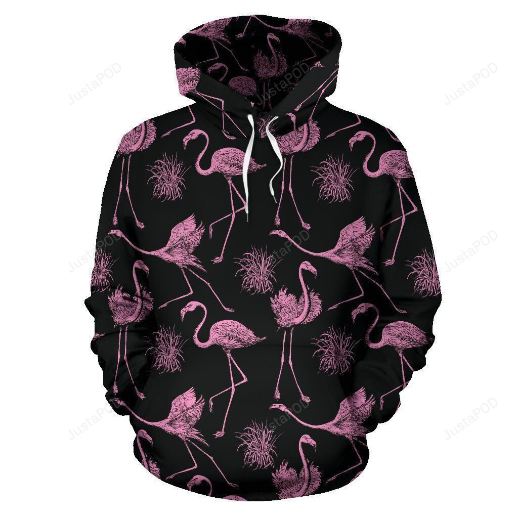 Flamingo Pink 3D All Over Printed Hoodie, Zip- Up Hoodie 4